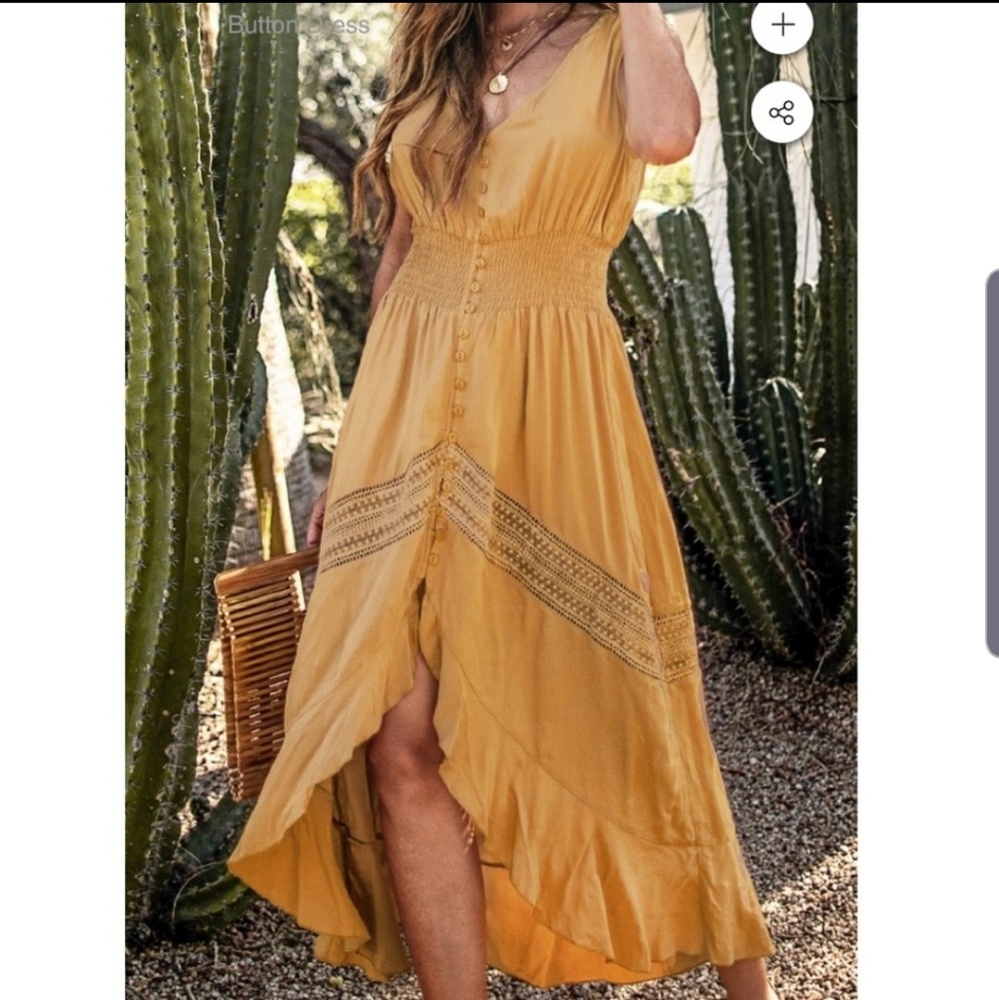 Button down embroidered midi dress